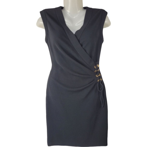 Tahari Woman’s Black Side Lace Up Faux Wrap Dress size 2 - Picture 12 of 13